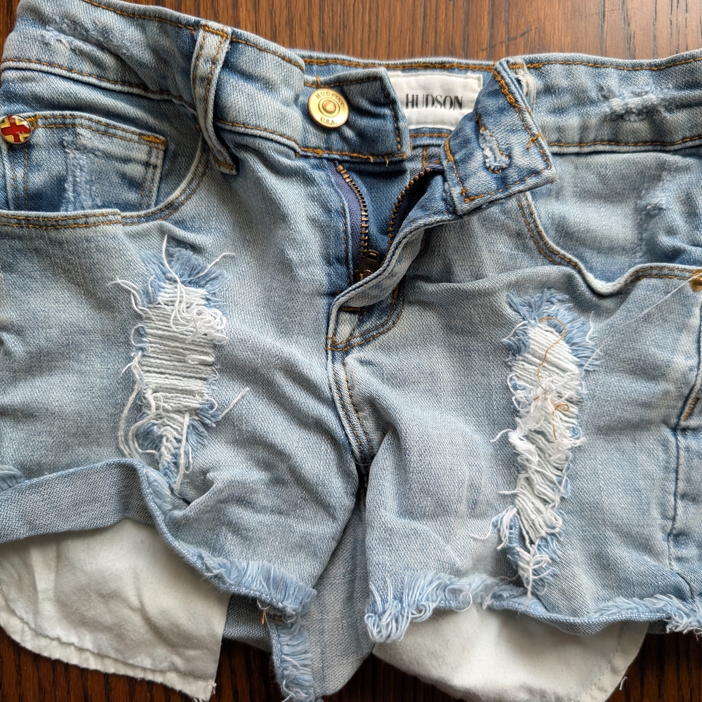 Hudson Jeans Light Blue Distressed Denim Jean Shorts kids Size 12